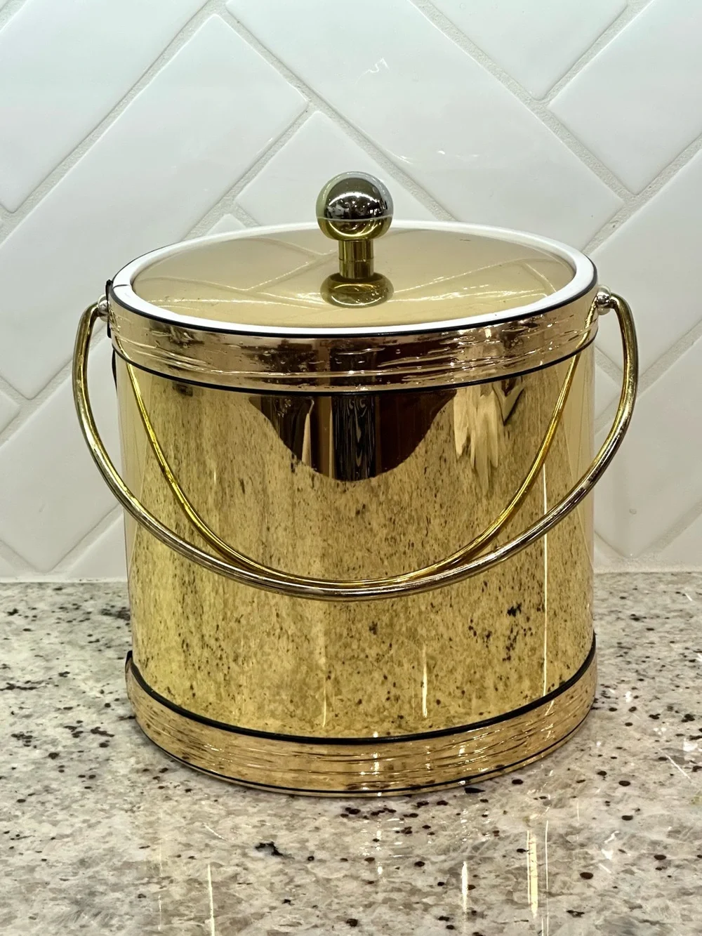 Vintage MCM gold foil Kraftware insulated ice bucket